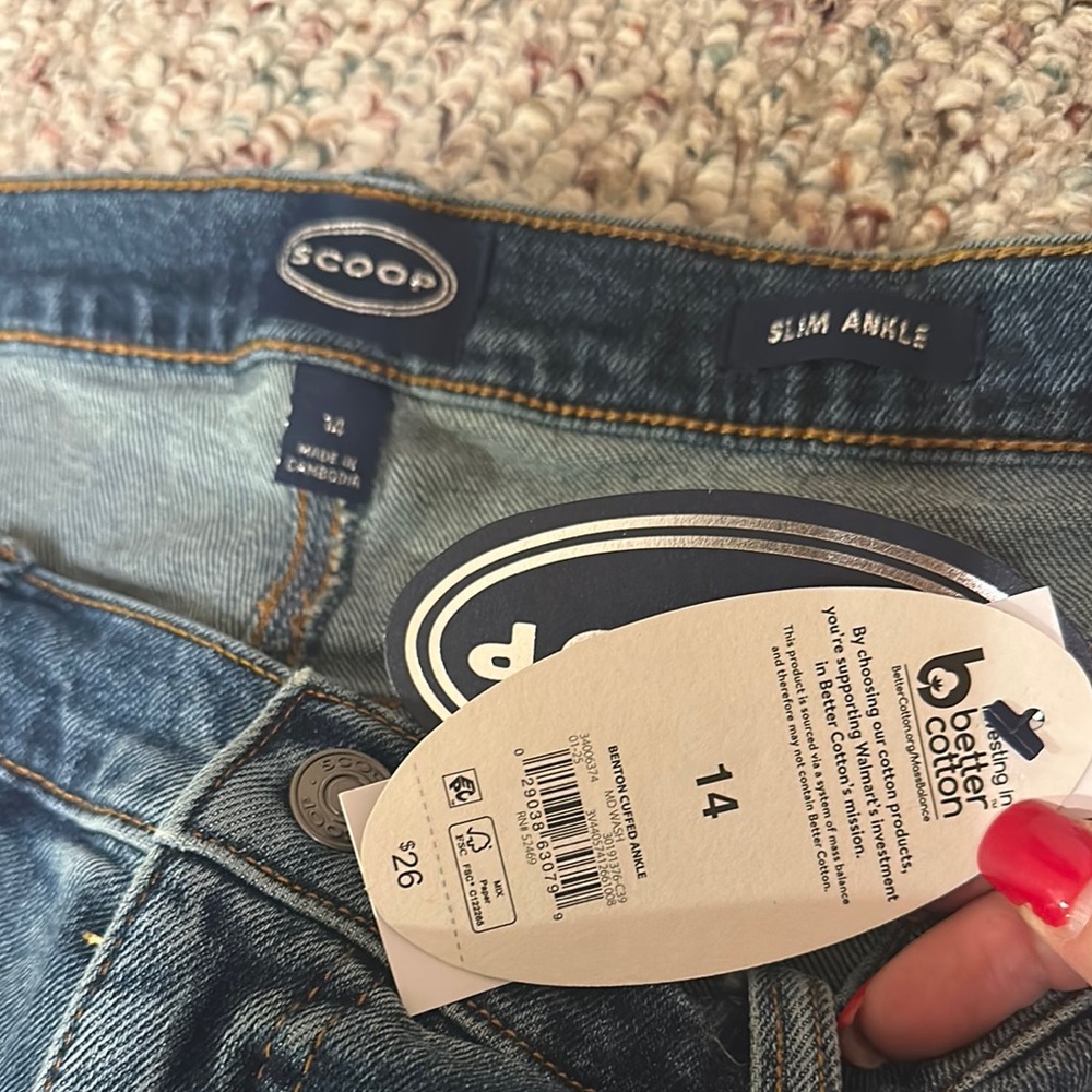 Scoop NYC Blue Straight Leg Jeans with Distressed Details - Picture 2 of 6